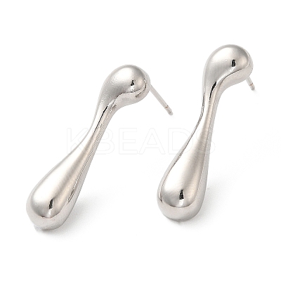 Rack Plating Brass Teardrop Stud Earrings for Women EJEW-Z019-08P-1