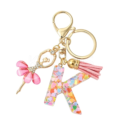 Letter A~Z Transparent Glitter Resin Pendant Keychains KEYC-FZ00024-11-1