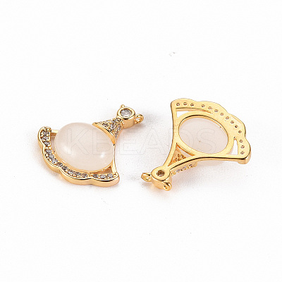 Brass Micro Pave Clear Cubic Zirconia Pendants Links KK-S356-284-NF-1