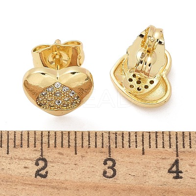 Brass Micro Pave Clear Cubic Zirconia Stud Earrings EJEW-D305-13G-1