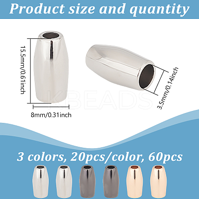 60Pcs 3 Colors Zinc Alloy Cord Ends FIND-GO0002-86A-1