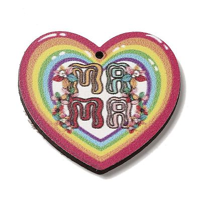 Mother's Day Theme Wooden Pendants FIND-Z031-01B-1