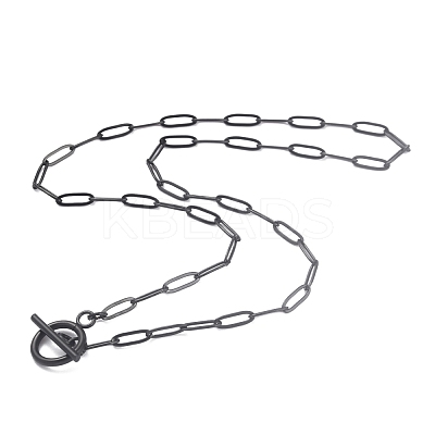 304 Stainless Steel Paperclip Chain Necklaces NJEW-O124-02EB-1