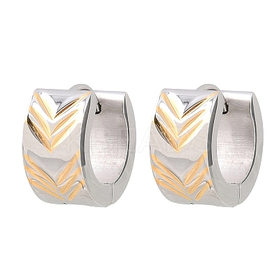 Two Tone 304 Stainless Steel Stripe Hoop Earrings EJEW-L307-04GP-02-1