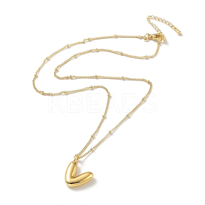 Initial Letter Brass Pendant Necklace NJEW-A015-21G-V-1