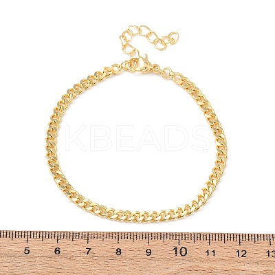 Brass Curb Chain Bracelets for Women BJEW-C140-15G-1