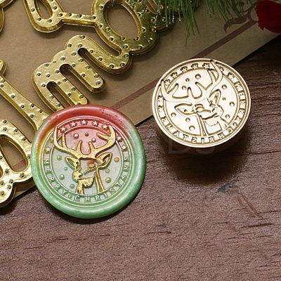 Christmas Series Wax Seal Brass Stamp Head AJEW-M037-01G-24-1