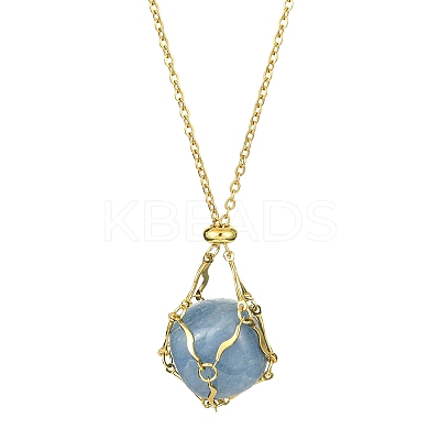 Crystal Cage Holder Necklace NJEW-JN04606-02-1