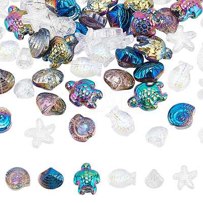 60Pcs 6 Styles Electroplate Glass Beads GLAA-HY0001-45-1