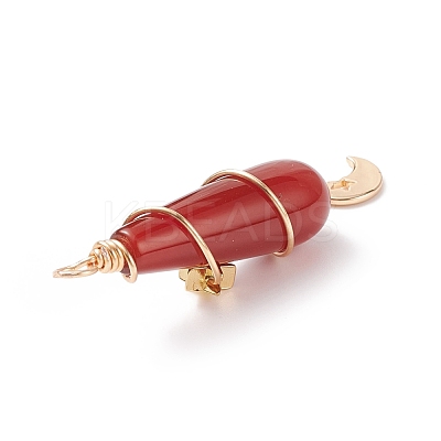 Dyed Natural Carnelian Big Pendants PALLOY-JF01866-03-1