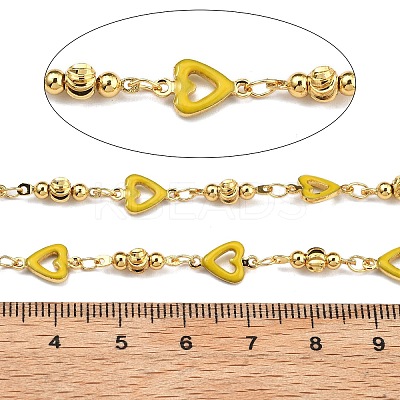 Brass Heart Link Chains KK-D368-03G-C-1