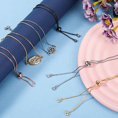 32Pcs 4 Colors Rack Plating Adjustable Brass Slider Bracelet Making KK-SP0001-79-1