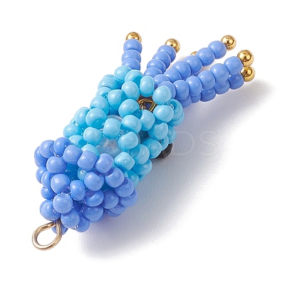 Handmade Glass Seed Beaded Octopus Shape Pendants PALLOY-MZ00934-1
