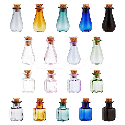 18Pcs 18 Colors Glass Cork Bottles Ornament AJEW-BC0003-98-1