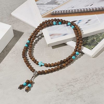Alloy Gourd Tassel Pendant Necklace NJEW-JN04180-1