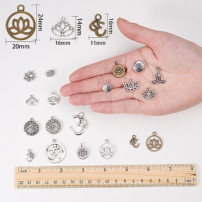 Tibetan Style Alloy Yoga Theme Pendants TIBE-SC0002-01-1