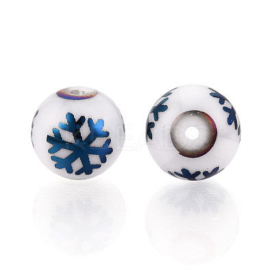Christmas Opaque Glass Beads X-EGLA-R113-01F-1