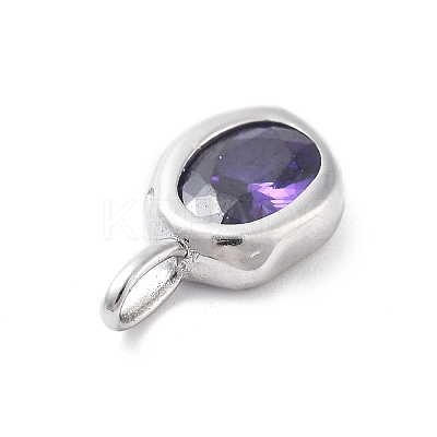 925 Sterling Silver Cubic Zirconia Oval Charms STER-S006-01S-B-1