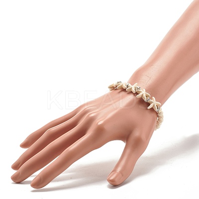 Synthetic Turquoise Starfish Stretch Bracelet BJEW-JB07702-04-1
