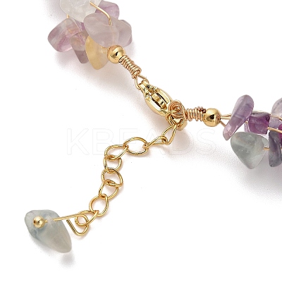 Natural Fluorite Chip Beaded Bracelets for Women BJEW-F478-01C-1