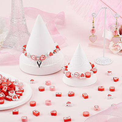 Valentine's Day Theme 300Pcs Handmade Polymer Clay Beads CLAY-SP0001-01C-1