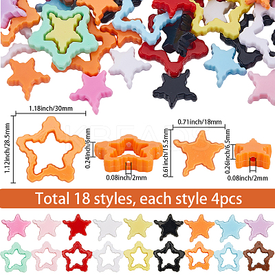 72Pcs 18 Colors Acrylic Beads OACR-SC0002-61-1