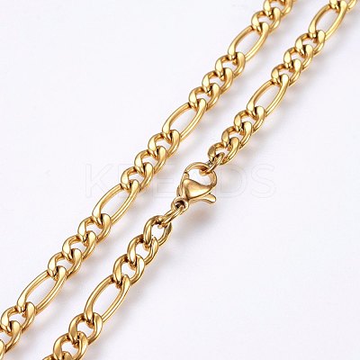 304 Stainless Steel Figaro Chain Necklaces MAK-L015-29A-1