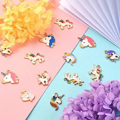 60Pcs 10 Styles Alloy Enamel Pendants ENAM-CJ0002-69-1