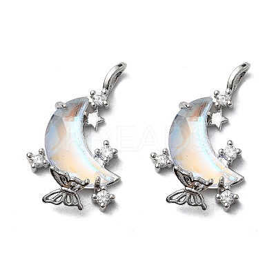 Brass Micro Pave Cubic Zirconia with Resin Pendants KK-Z103-04P-1
