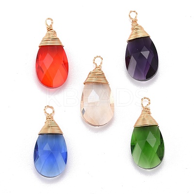 Faceted Glass Pendants PALLOY-JF00739-1