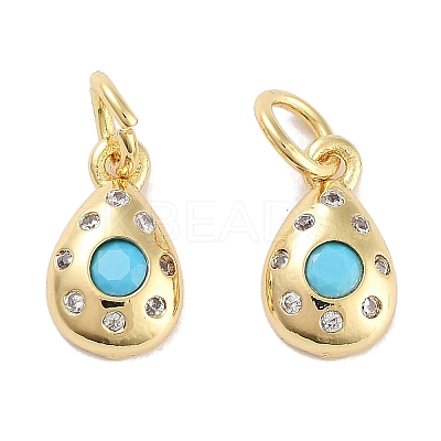 Brass Micro Pave Cubic Zirconia Charms KK-C051-02G-02-1