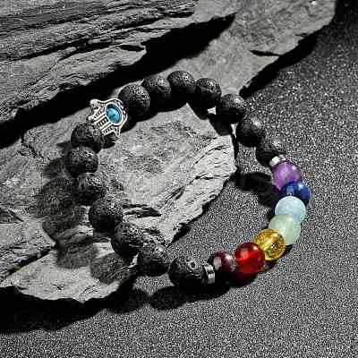 Chakra Jewelry Natural Lava Rock Bead Stretch Bracelets BJEW-JB02272-1