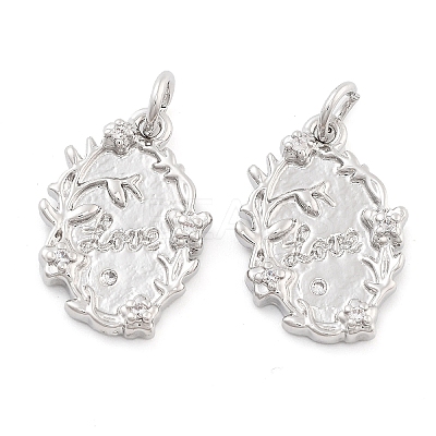 Rack Plating Brass & Clear Cubic Zirconia Pendants KK-S371-03P-1