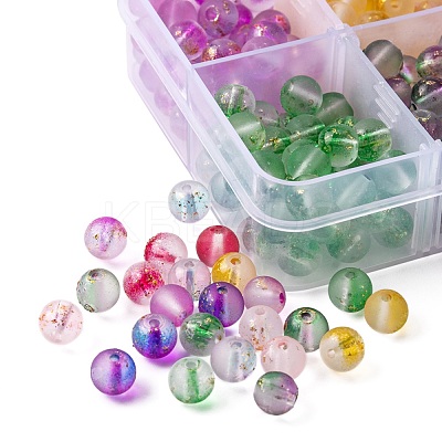 360Pcs 8 Colors Frosted Spray Painted Glass Beads GLAA-YW0001-40-1
