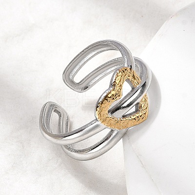 Adjustable 304 Stainless Steel Cuff Rings for Women RJEW-B150-01GP-05-1