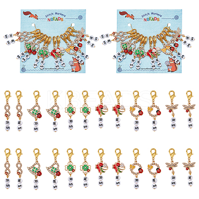 Alloy Enamel Ladybird Theme Pendant Locking Stitch Markers HJEW-AB00087-1