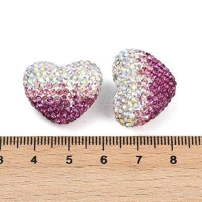 Gradient Color Heart Shaped Polymer Clay Rhinestone Beads CLAY-NH0002-03F-1