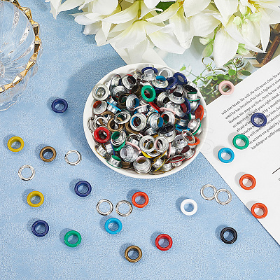 200 Sets 10 Colors Iron Grommet Eyelet Findings SCRA-GF0001-10B-02-1