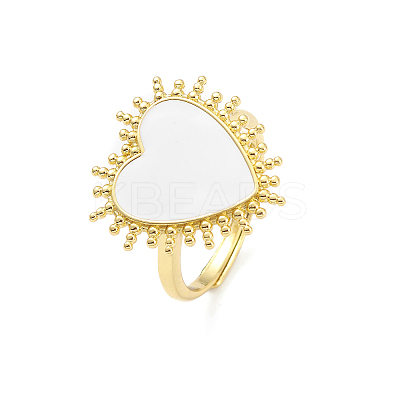 Adjustable Enamel Heart Signet Ring RJEW-K240-01G-1