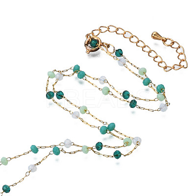 Glass Faceted Round Beaded Chains CHS-N003-07-1