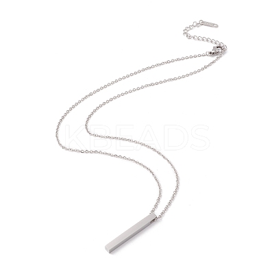 304 Stainless Steel Rectangle Pendant Necklace for Men Women Ion Plating(IP) NJEW-P262-16-1
