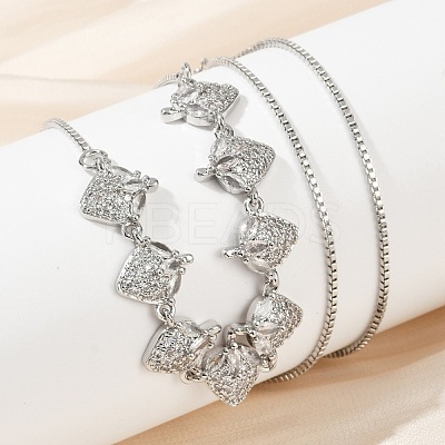 Brass Micro Pave Clear Cubic Zirconia Fruit Bib Necklaces NJEW-F342-01A-P-1