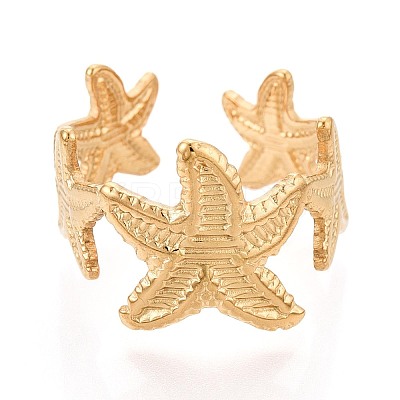 Ion Plating(IP) 304 Stainless Steel Cuff Open Rings for Women RJEW-N052-14G-1