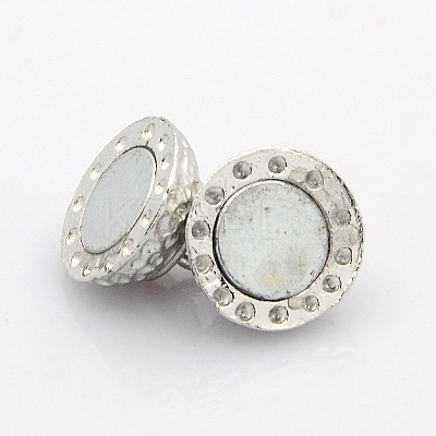 Round Platinum Plated Alloy Enamel Magnetic Clasps with Loops ENAM-P110-M-1
