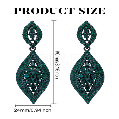 1 Pair Rhinestone Horse Eye Dangle Stud Earrings EJEW-LP0002-92B-1