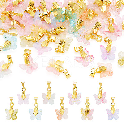 36Pcs 9 Colors Baking Paint Handmade Lampwork Pendants PALLOY-TA00157-1