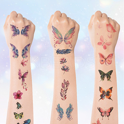 10 Sheets 10 Colors Butterfly Pattern Glitter Body Art Tattoos AJEW-SP0002-80-1