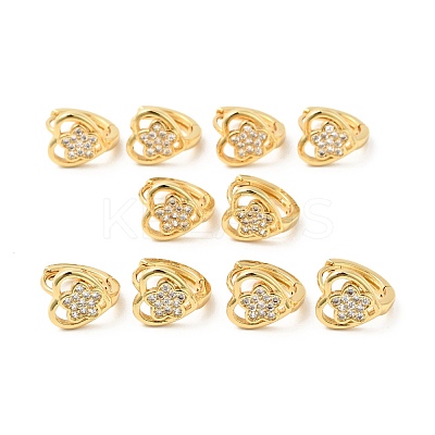 Cubic Zirconia Heart with Star Hoop Earrings EJEW-G312-15G-02-1
