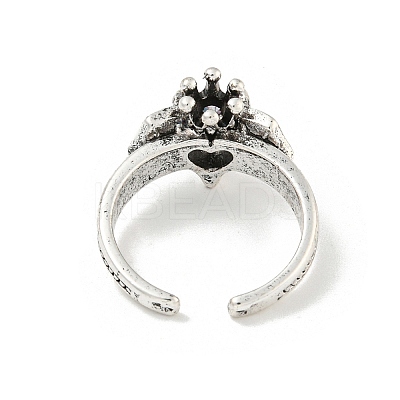 Zinc Alloy Rhinestone Solitaire Ring RJEW-Z048-03AS-01-1