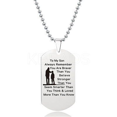 201 Stainless Steel To My Son Dog Tag Pendant Ball Chain Necklaces FS-WG527E6-03-1